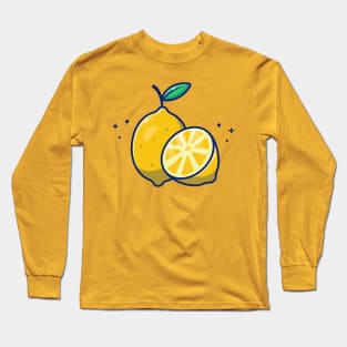 Lemon And Slices Of Lemon Cartoon Long Sleeve T-Shirt